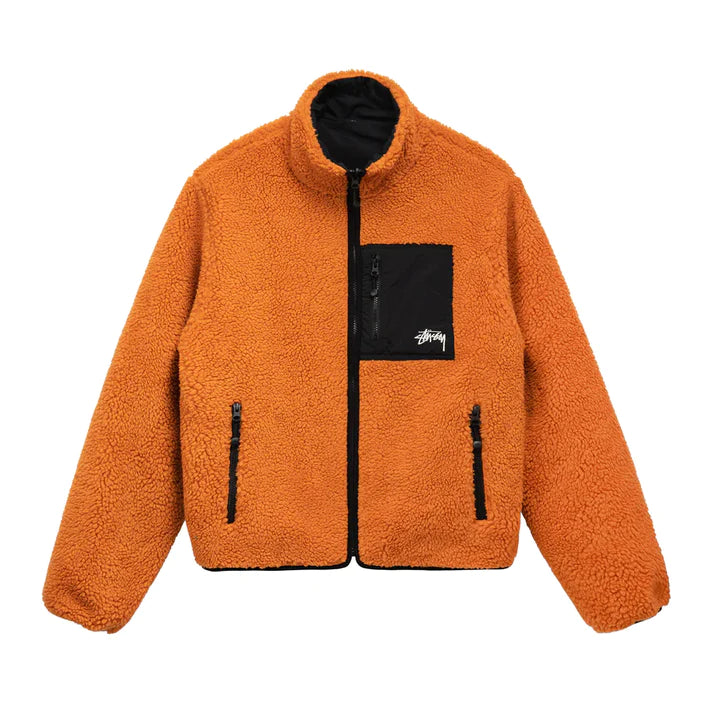 Stussy 8 Ball Sherpa Reversible Jacket Orange
