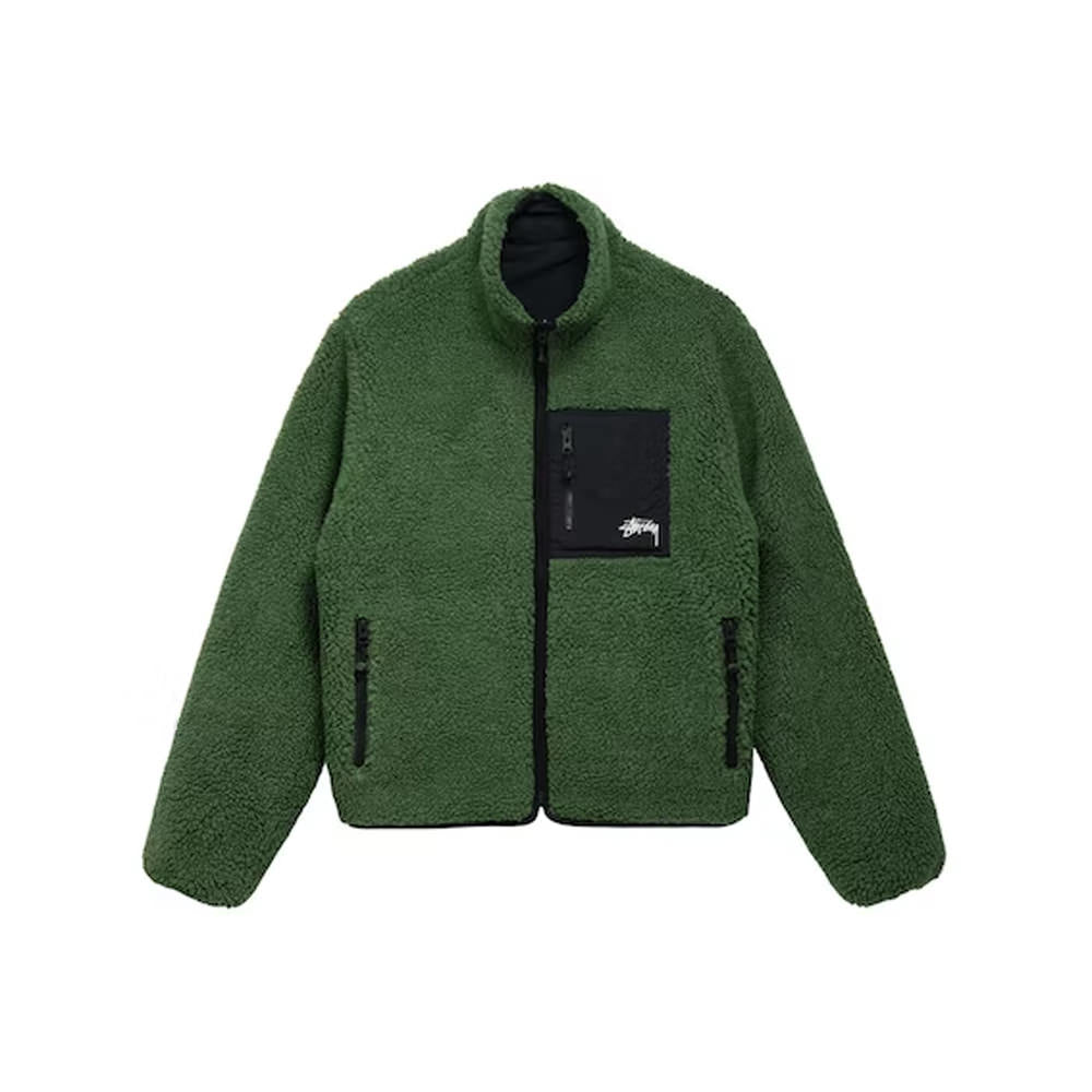 Stussy 8 Ball Sherpa Reversible Jacket Green