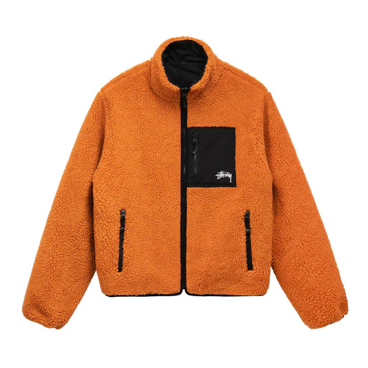 Stussy 8 Ball Sherpa Reversible Jacket Orange